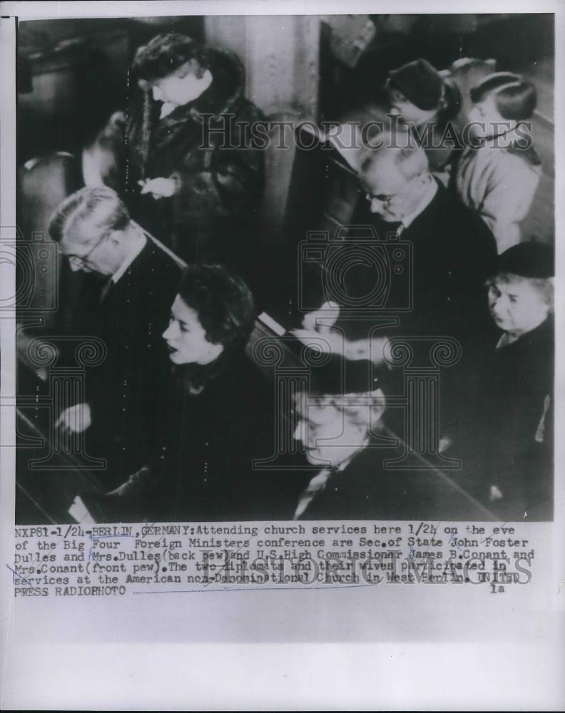 1954 Press Photo Berlin, Germany US Sec of State JF Dulles,JB Conant,&amp; wives - Historic Images