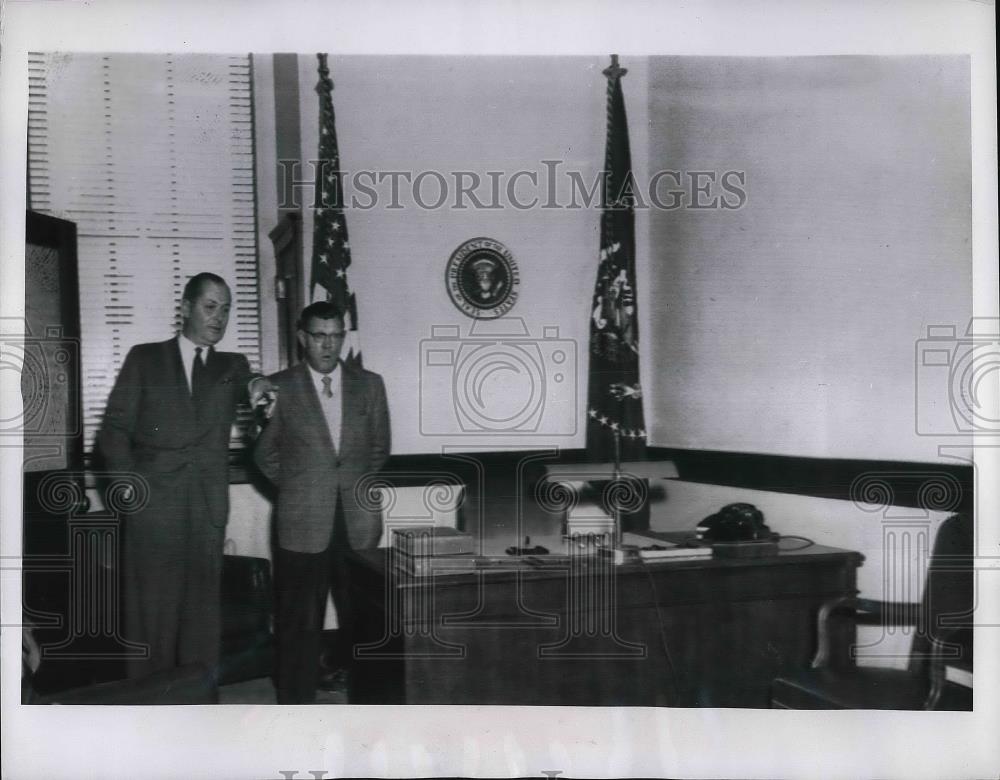 1955 Press Photo Gettysburg, Pa Pres. advisor R Montgomery, Haggerty, press sec. - Historic Images