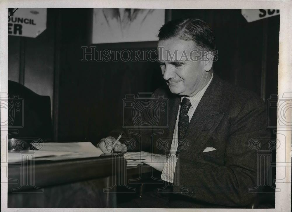 1937 Press Photo Jeremiah Mahoney Tammany Hall Nominee For New York Mayor - Historic Images