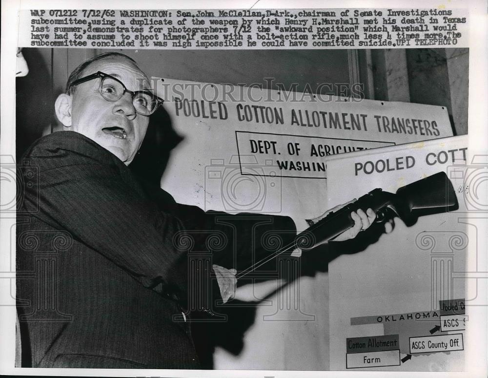 1962 Press Photo Wash.D.C. Sen. John McClellan Democrat of Ark - Historic Images