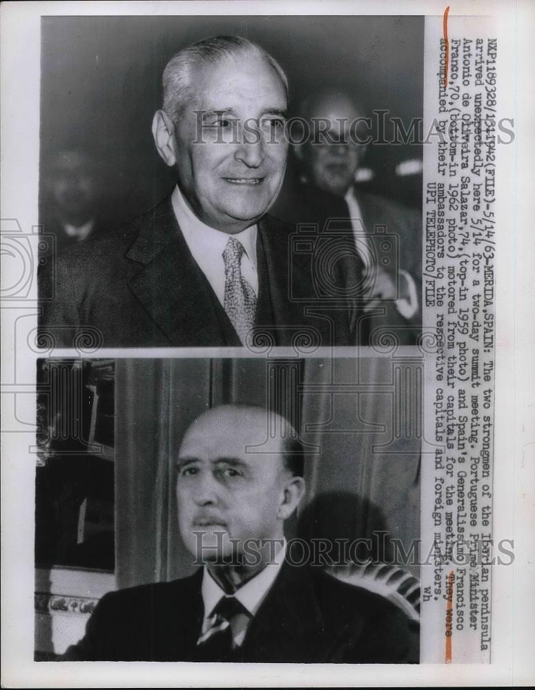 1963 Press Photo Portuguese Prime Minister Antonio de Oliveira Salazar - Historic Images