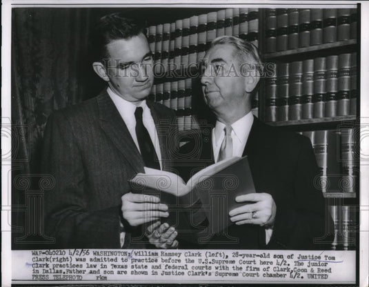 1956 Press Photo Wm R Clark& Supreme Court Justice Tom Clark in D.C. - neb49867 - Historic Images