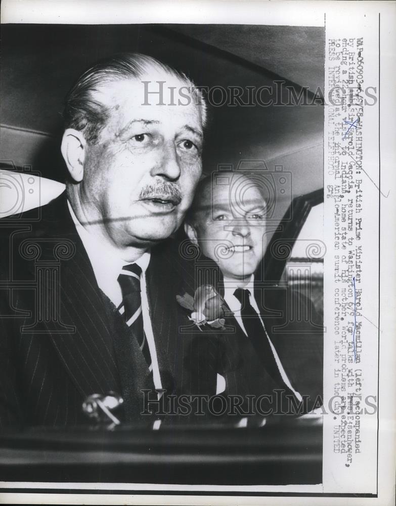 1958 Press Photo G.B. Prime Minister Harold Macmillan, Amb Harold Caccia - Historic Images