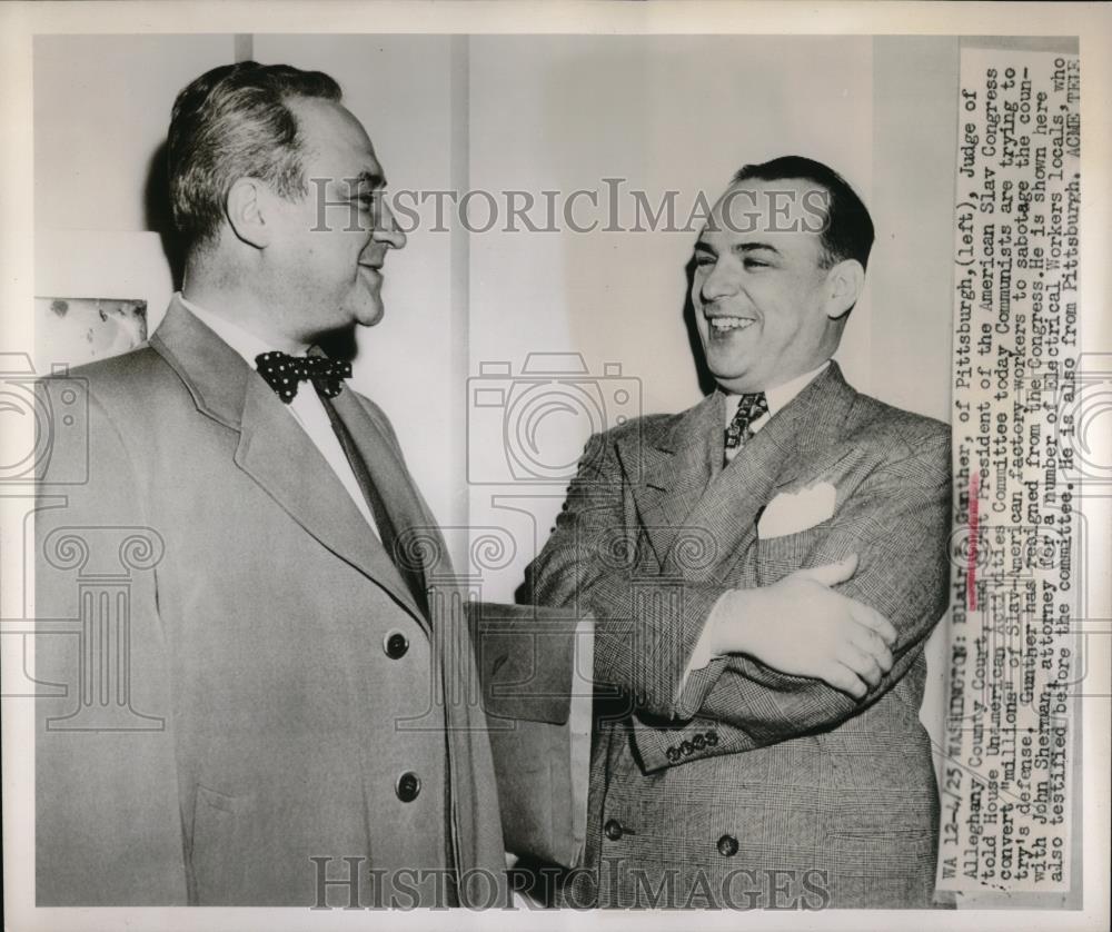 1949 Press Photo Judge Blair F. Gunther and Attorney John Sherman - neb49842 - Historic Images