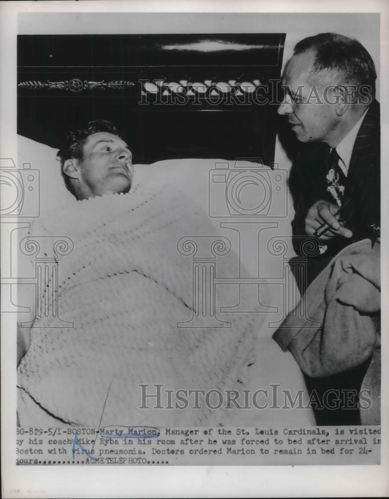 1951 Press Photo Marty Marion Manager Of St. Louis Cardinals &amp; Coach Mike Ryba - Historic Images