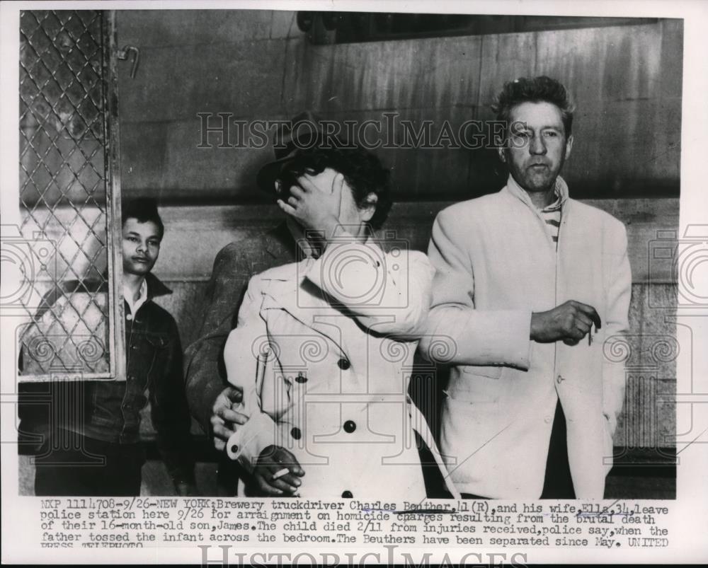 1956 Press Photo Charles Benther and Wife Ella Arraigned on Homicide Charges - Historic Images