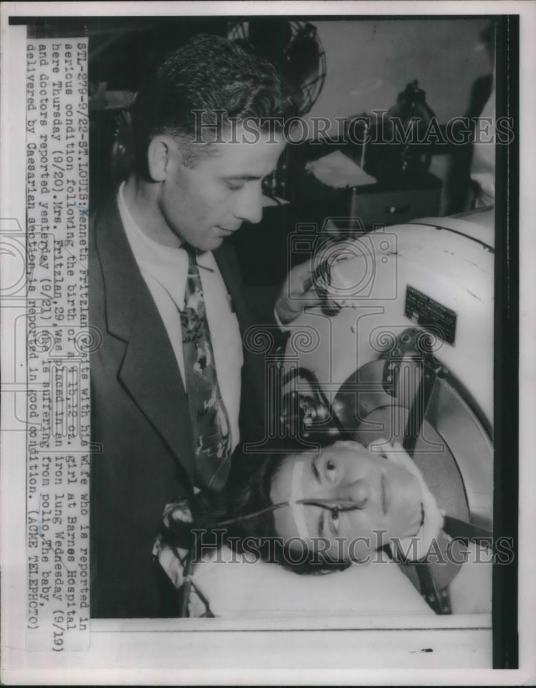 1951 Press Photo Kenneth Fritzlan with his wife following the birth of a girl - Historic Images