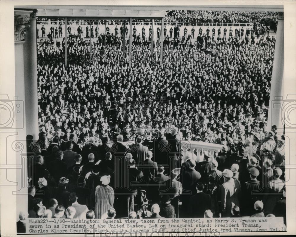 1954 Press Photo Crowds at US Capitol as Harry Truman sworn in as President - Historic Images