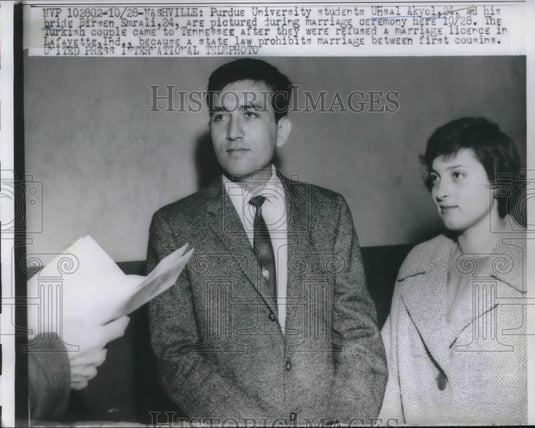 1960 Press Photo Purdue University Students Uhsal Akyol & Bride Birsen Emrali - Historic Images