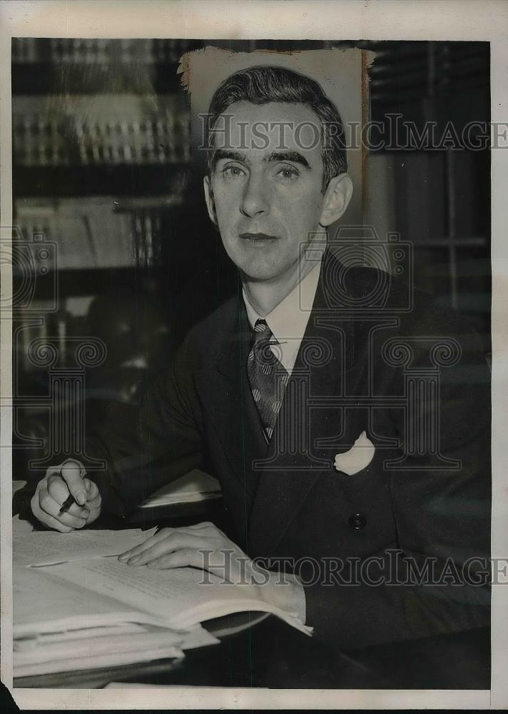 1939 Press Photo Gerald D Reilly, Labor Dept solicitor for House of Reps - Historic Images