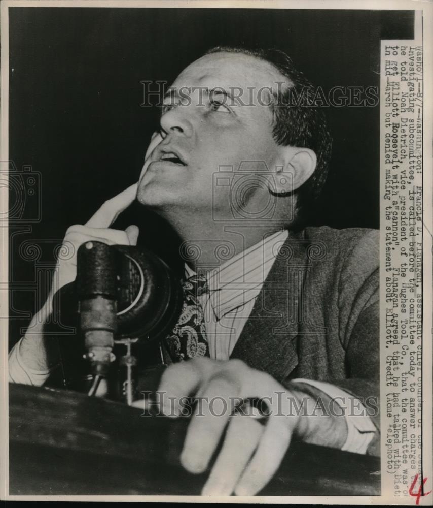 1947 Press Photo Asst Chief Counsel Francis Flanagan Testifies - Historic Images