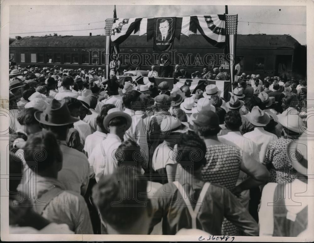 1936 Press Photo Kansas Gov. Alf Landon, GOP Pres. nominee speech in Pa. - Historic Images