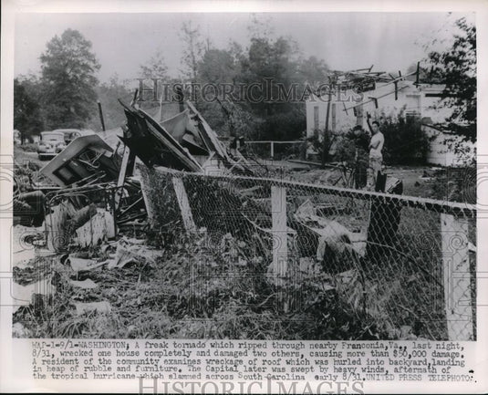 1952 Press Photo Freak tornado destroys Wash area homes - Historic Images