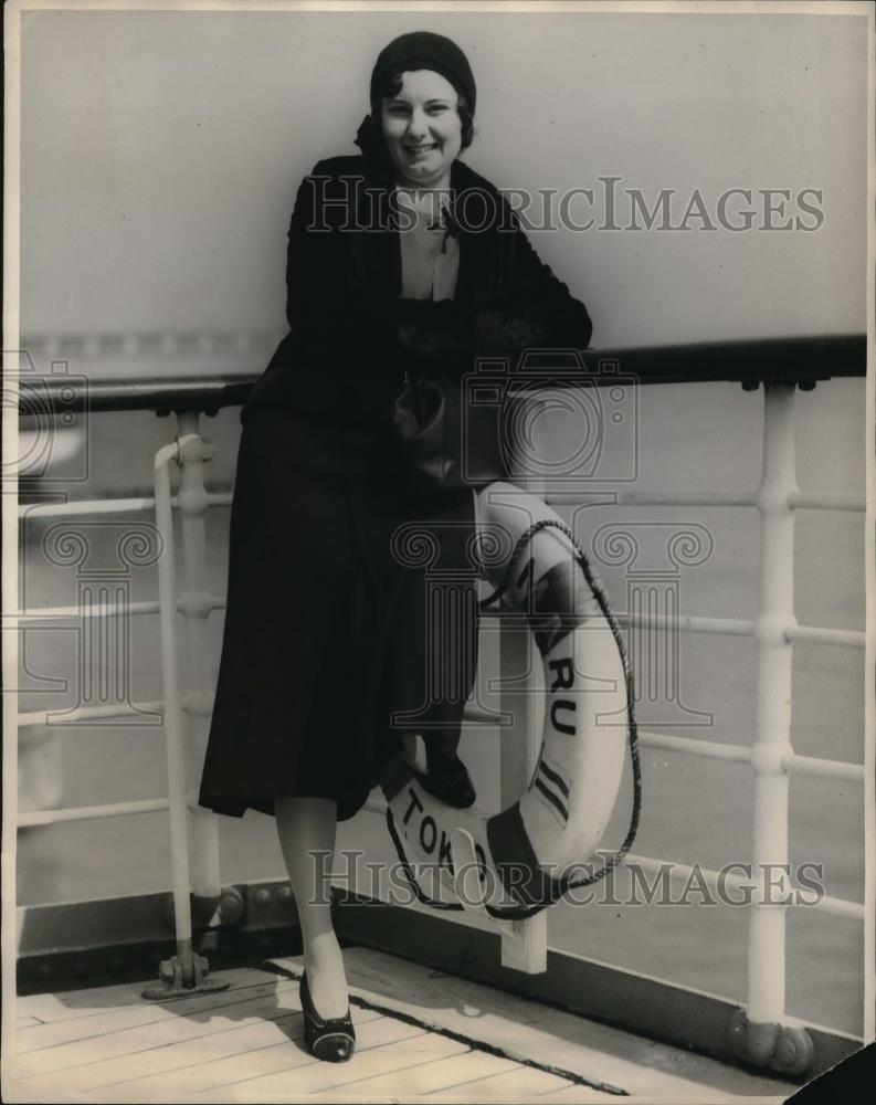 1931 Press Photo Miss Agnes Mecutcheson on liner Tatsuta Maru - Historic Images