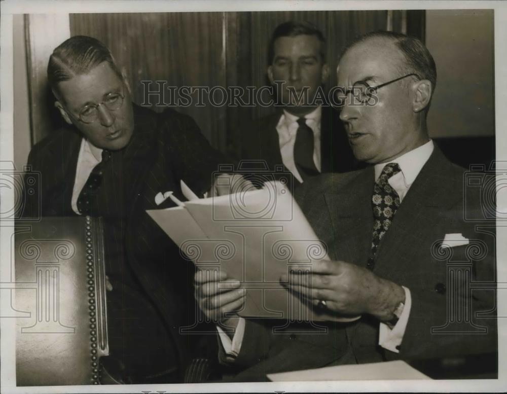 1936 Press Photo George Whitney, Arthur M. Anderson, Partners, J. P. Morgan &amp; Co - Historic Images