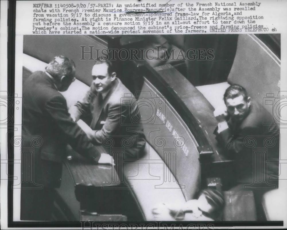 1957 Press Photo Maurice Bourges- Mounoury French National Assembly - Historic Images