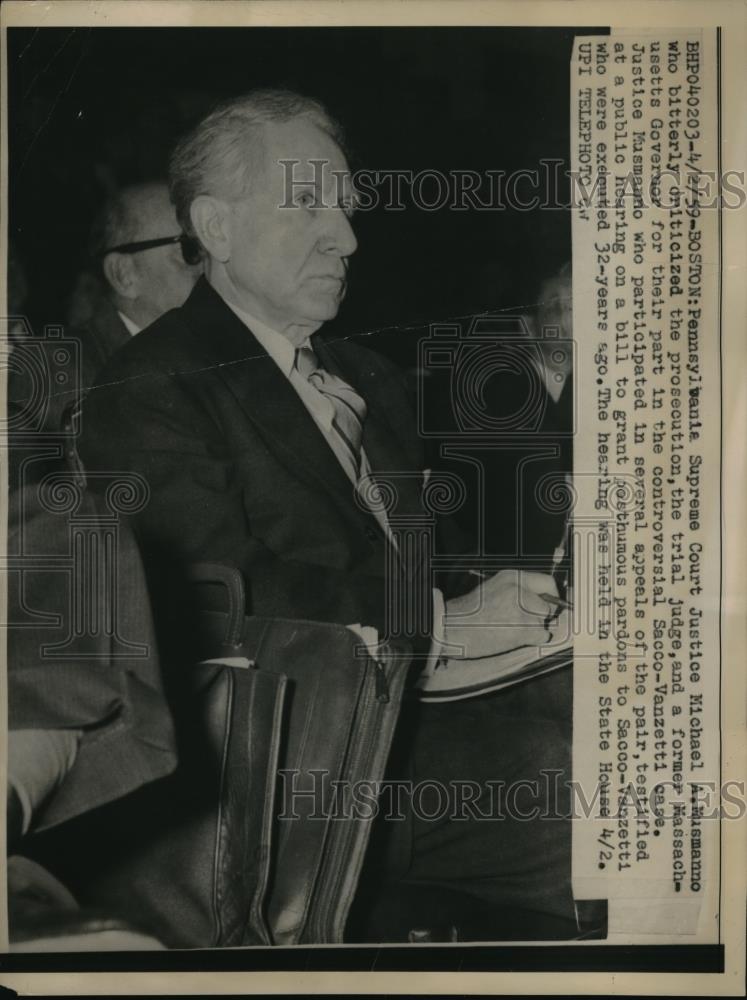 1959 Press Photo Michael A. Musmanno Supreme Court Pennsylvania - Historic Images