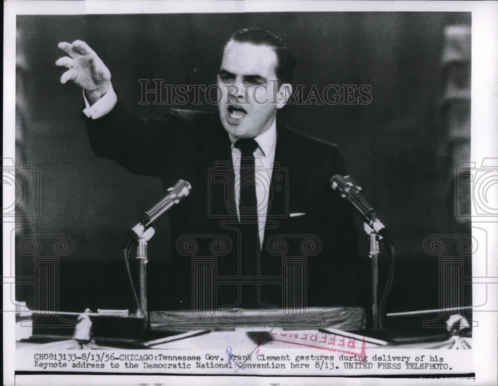 1956 Press Photo Tennessee Gov. Frank Clement Addresses Democratic Convention - Historic Images