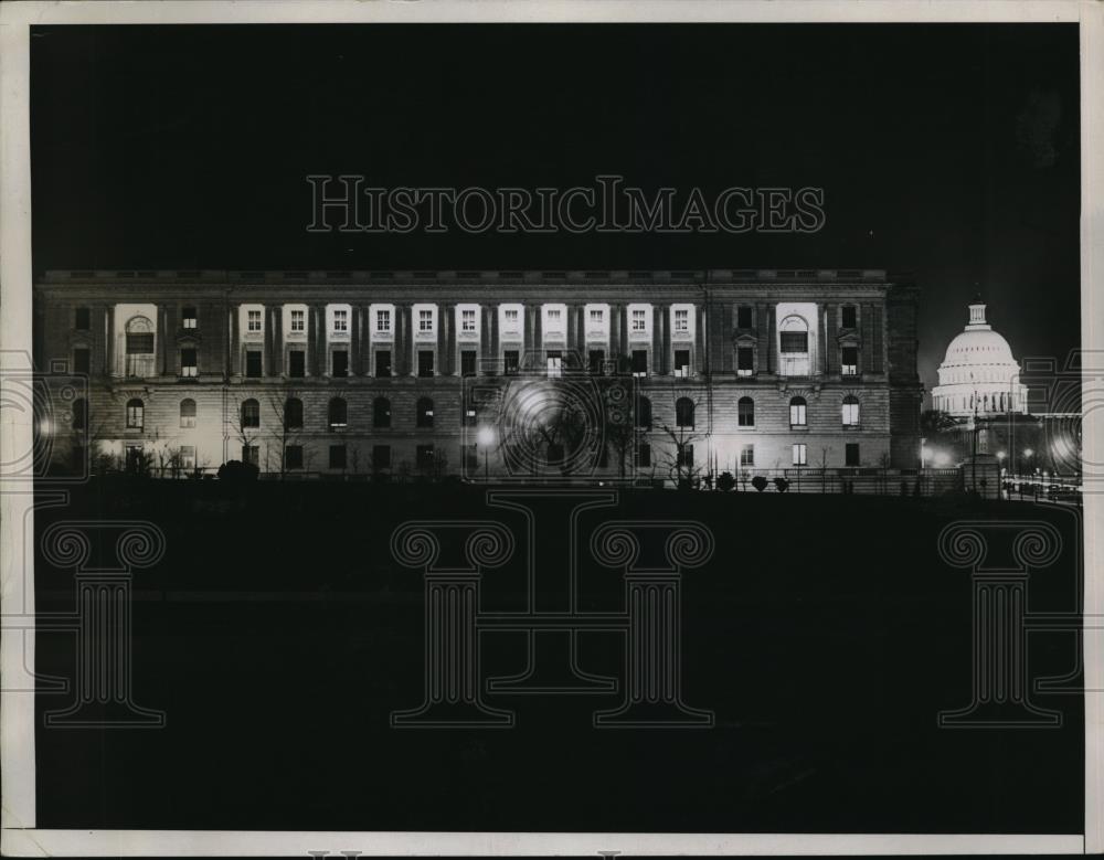 1934 Press Photo Senate Office Building lights ablaze - Historic Images