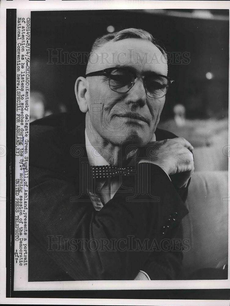 1956 Press Photo Chicago, KY delegate Green Sturgill at Democratic Natl conven. - Historic Images