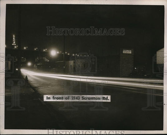 1949 Press Photo Scranton Rd not well lit causes pedestrian death in car acciden - Historic Images