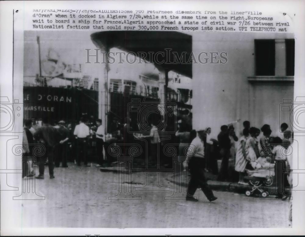 1962 Press Photo Algiers Port Where Returnees Disembark From Ville d&#39;Oran - Historic Images