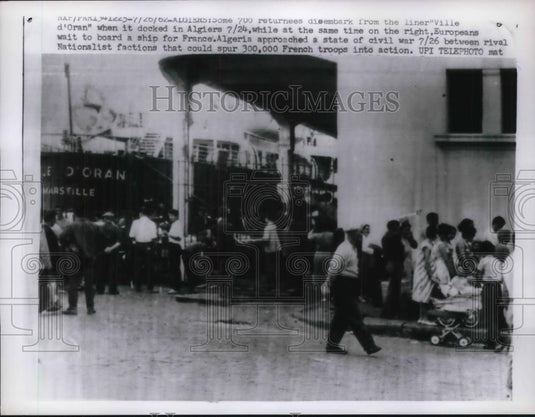 1962 Press Photo Algiers Port Where Returnees Disembark From Ville d'Oran - Historic Images