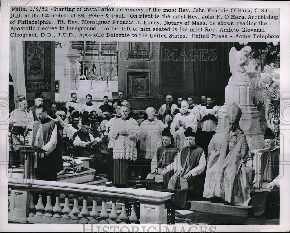 1952 Press Photo Installation ceremony of the most Rev. John Francis O'Hara - Historic Images