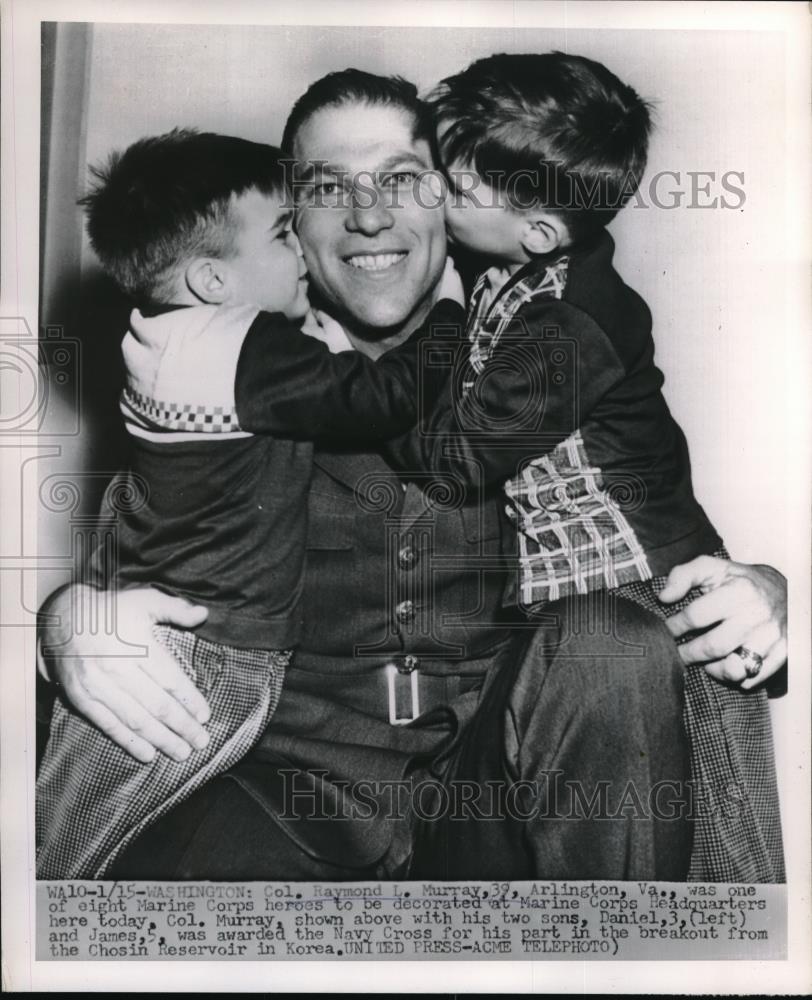 1952 Press Photo D.C. Col. Raymond L Murray &amp; sons Dan &amp; James - Historic Images