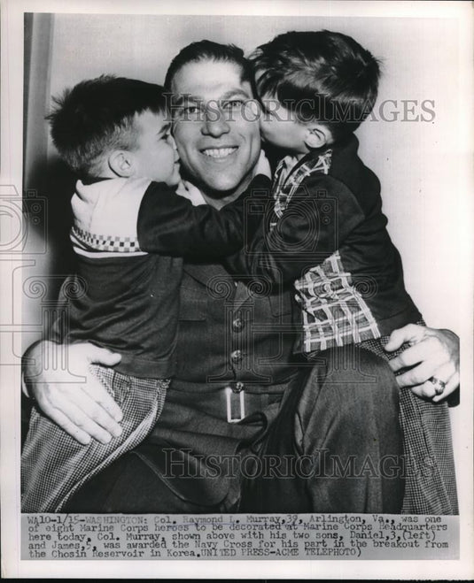 1952 Press Photo D.C. Col. Raymond L Murray & sons Dan & James - Historic Images