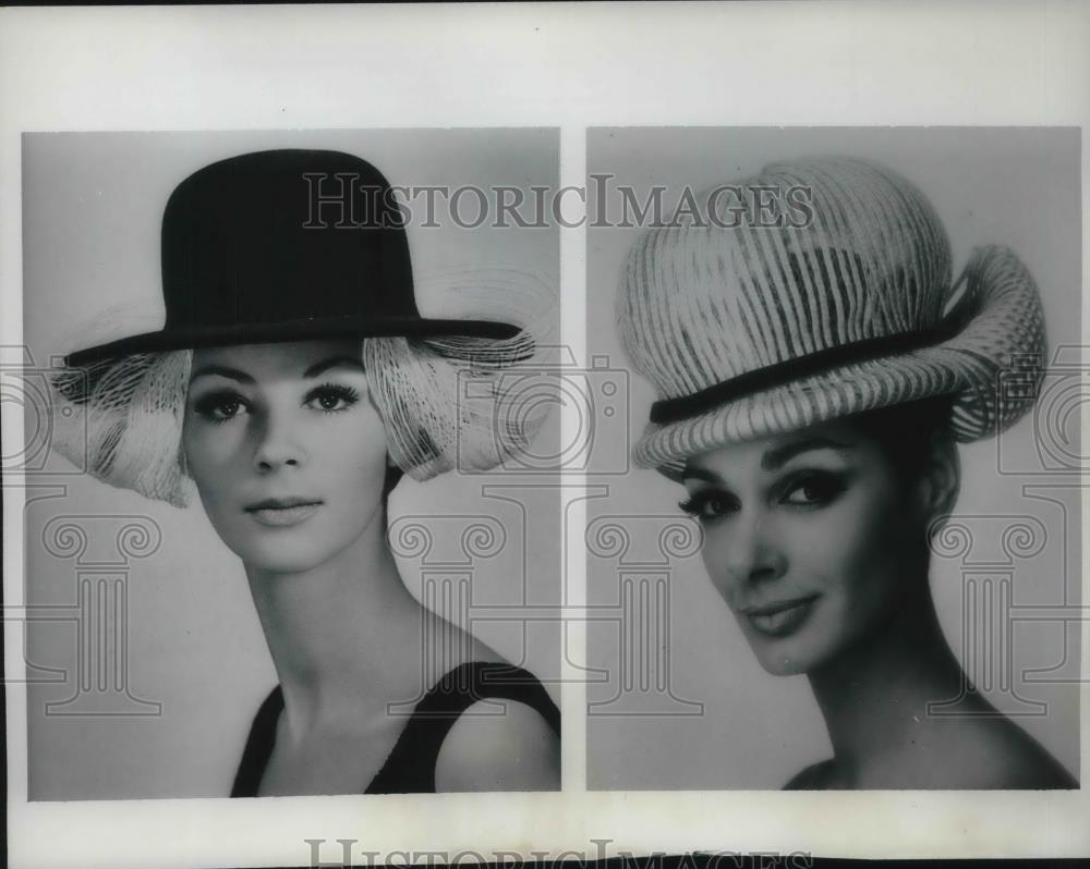 1963 Press Photo Bonnets for Spring Millinery Collection Marie Christiane - Historic Images