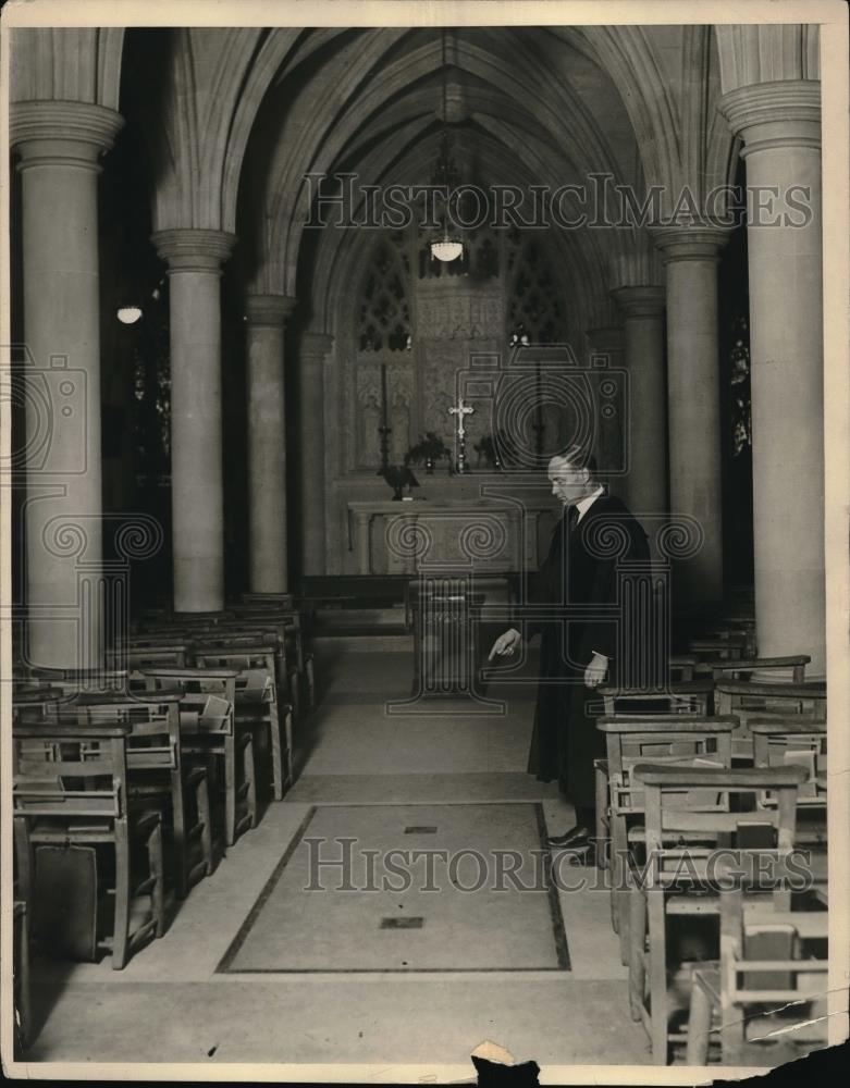 1924 Press Photo Interior of Bethlehem Chapel, Location Woodrow Wilson Be Placed - Historic Images