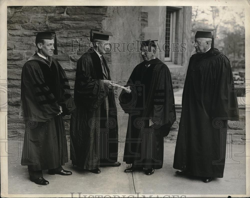 1931 Press Photo Univ. Pennsylvania, Dr. Bronk, Dr. Adrian, Dr. Alfred Stengel - Historic Images