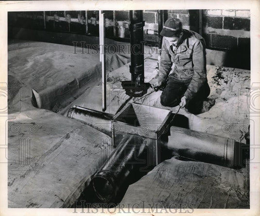 1950 Press Photo Pit chamber for metal fabrication at steel mill - Historic Images