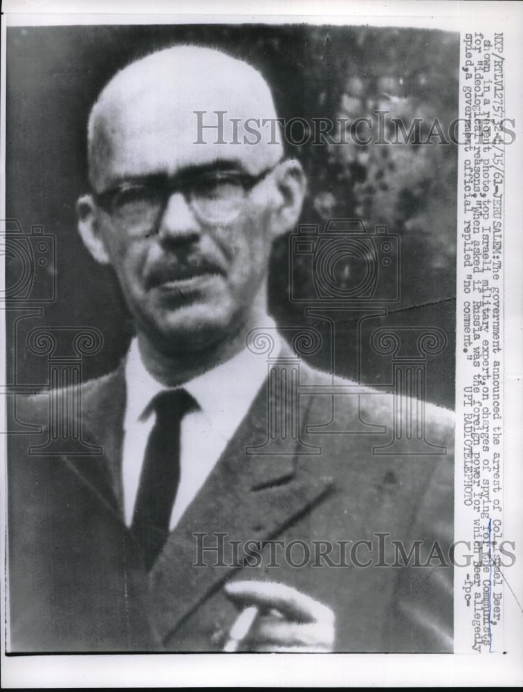 1961 Press Photo Jerusalem, Israel Col. Israel Beer, military expert - Historic Images