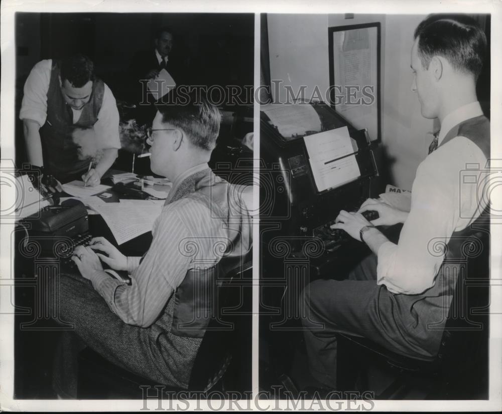 1947 Press Photo editing news Listening post - Historic Images