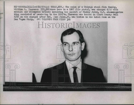 1967 Press Photo Steel Heir William Thoresen Charged With Assault & Bribery - Historic Images