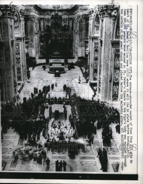 Vatican City, St Peter's Basilica, casket of Pope Pius XII 1958 Vintage ...