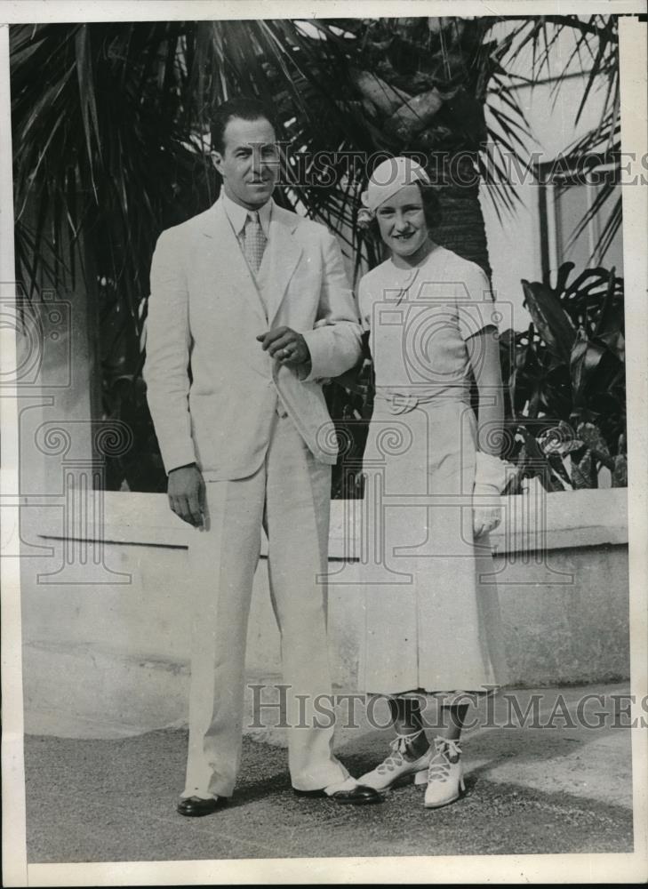 1932 Press Photo Mr &amp; Mrs WA Massey of Orange, NJ honeymoon in Bermuda - Historic Images