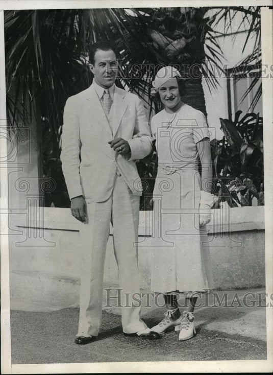 1932 Press Photo Mr & Mrs WA Massey of Orange, NJ honeymoon in Bermuda - Historic Images