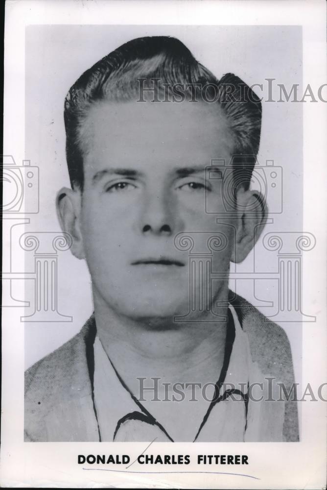 1954 Press Photo Donald Charles Fitterer. Ten Most Wanted Fugitive on FBI List - Historic Images