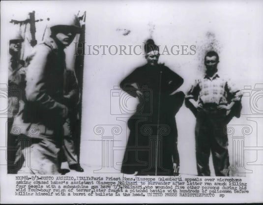 1956 Press Photo Busto Arsizio, Italy Priest Mons G Galembarti & G Malinari - Historic Images