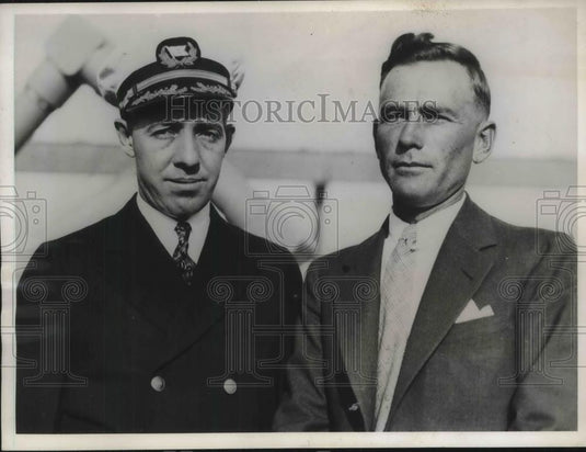 1932 Press Photo Capt. William Calcutt, & novelist Gilbert Wright Panama trip - Historic Images