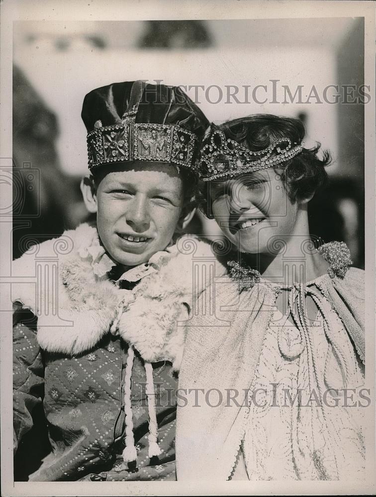 1935 Press Photo Junior Nelson, Doris J Bowers King &amp; Queen Cal Pacific Expo - Historic Images