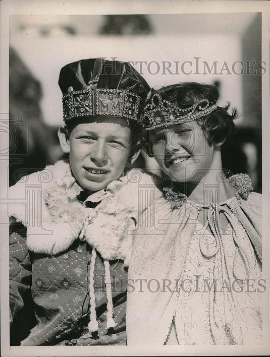 1935 Press Photo Junior Nelson, Doris J Bowers King & Queen Cal Pacific Expo - Historic Images