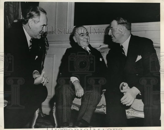 1942 Press Photo Brazil's Foreign Minister Oswaldo Aranha, Pres. Getulio Vargas - Historic Images