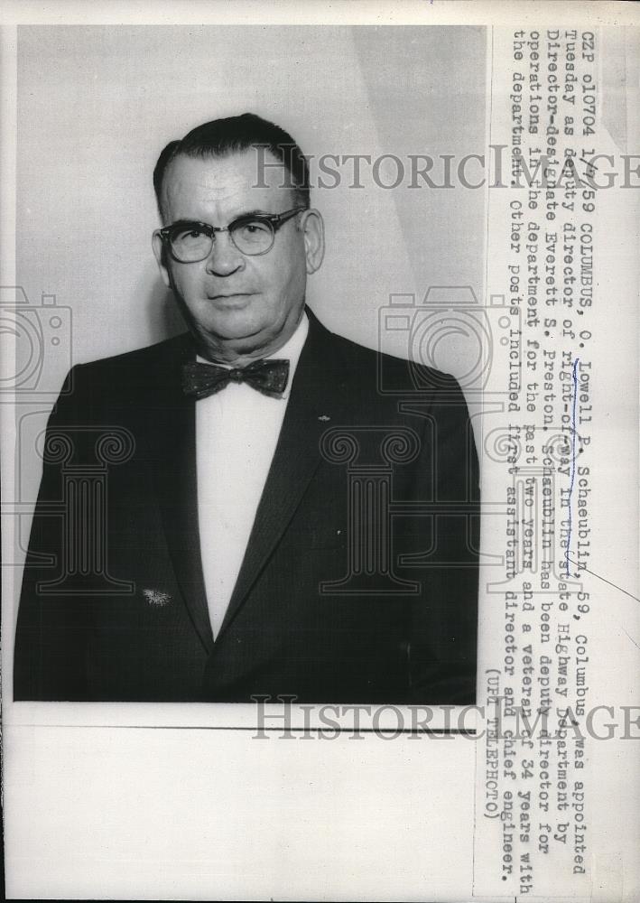 1959 Press Photo O. Lowell P. Schaeublin Ohio Deputy Director Police - Historic Images