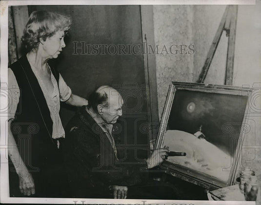 1935 Press Photo Michael O'Brien, retired man now a painter, Denver Art Guild - Historic Images