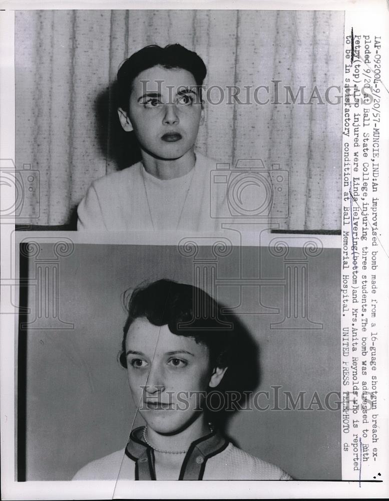 1957 Press Photo Mrs. Anita Reynolds of Ball state College in Muncie Indiana - Historic Images