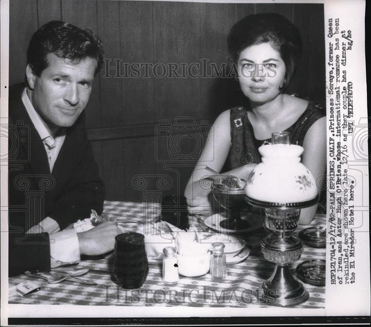 1962 Press Photo Ex Queen Soraya of Iran & actor Hugh O'Brien in Calif. - Historic Images